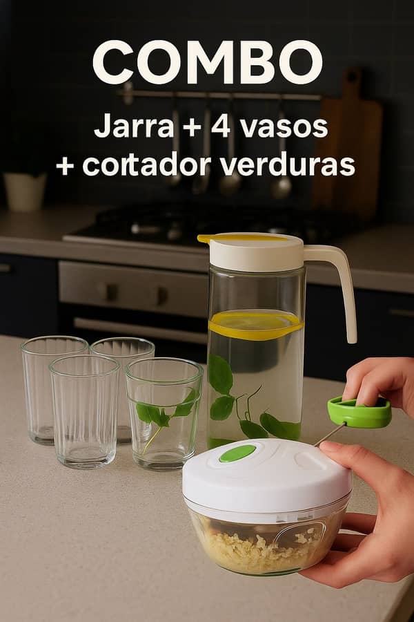 Jarra + 4 vasos + Cortador de verduras